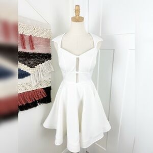 Sherri Hill Ivory Cutout Mini Dress